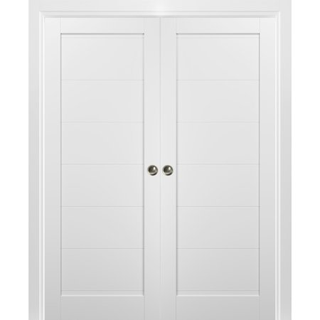 SARTODOORS Double Pocket Interior Door, 48" x 80", White QUADRO4115DP-WS-48